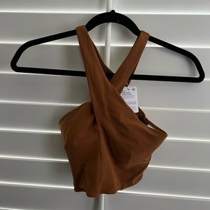 Nulu wrap-front long line bra. Copper brown. Brand new. Size 6.